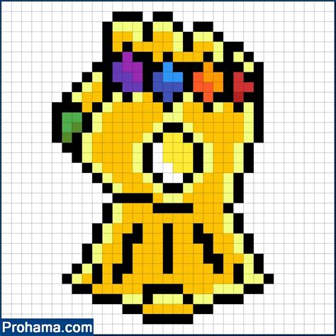 Pixel Art Infinity Gauntlet Pixel Art Marvel Thanos Pixel Art