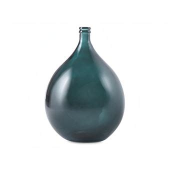 Vase Dame Jeanne en verre recyclé 34L H 56 cm SILICE Bleu canard