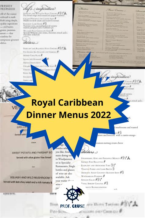 Royal Caribbean Dinner Menus 2022 In 2022 Royal Caribbean Cruise