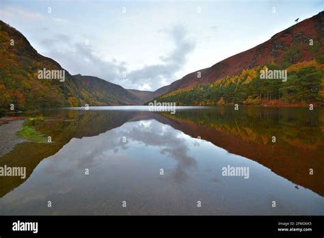 Scenic Autumn Landscape At Glendalough Upper Lake In County Wicklow