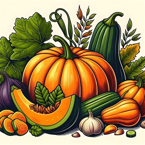 Premium Photo Vector Pumpkins Hand Drawn Illustration