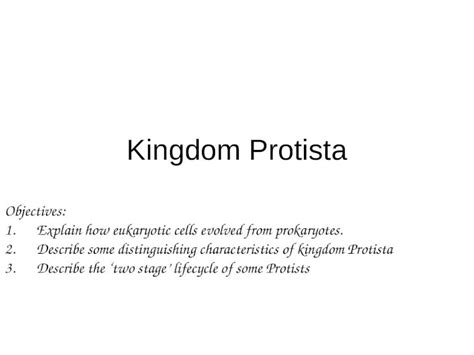 PPT Kingdom Protista Objectives 1 Explain How Eukaryotic Cells