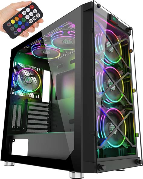 Buy Musetex Phantom Black Atx Mid Tower Desktop Computer Gaming Case Usb 3 0 Ports Tempered