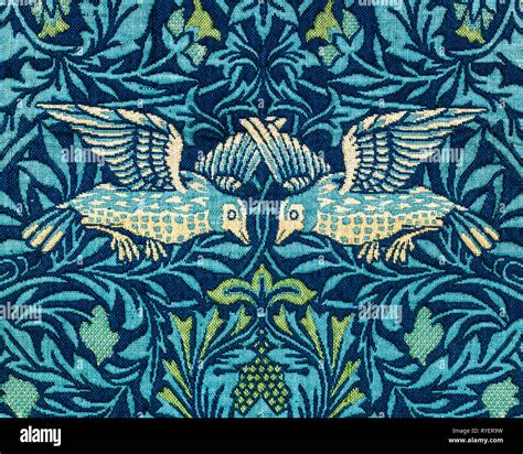 William Morris modèle oiseau détail dessins de tissu 1878 Photo Stock