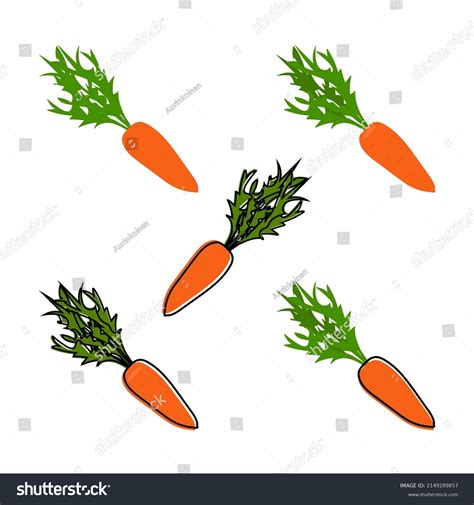 Set Cartoon Carrots Vector Illustrations Isolated Stock Vector Royalty