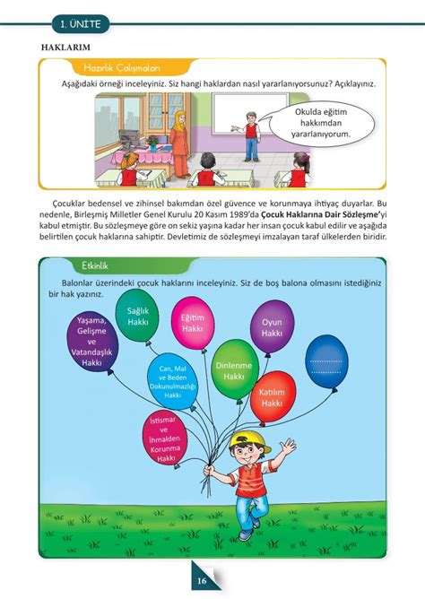 4 Sınıf İnsan Hakları Ders Kitabı 2022 2023
