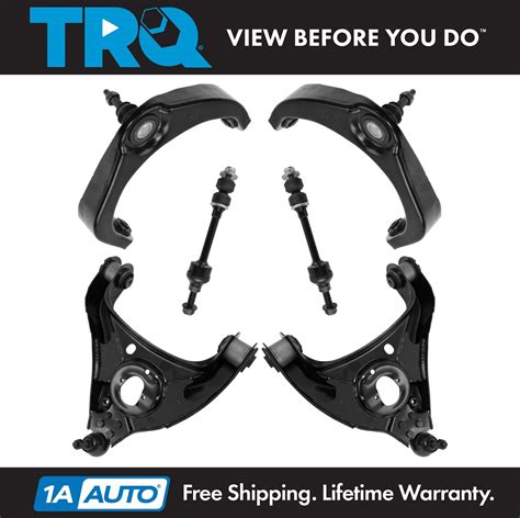 TRQ 6pc Suspension Kit Upper Lower Control Arms Ball Joints Sway Bar