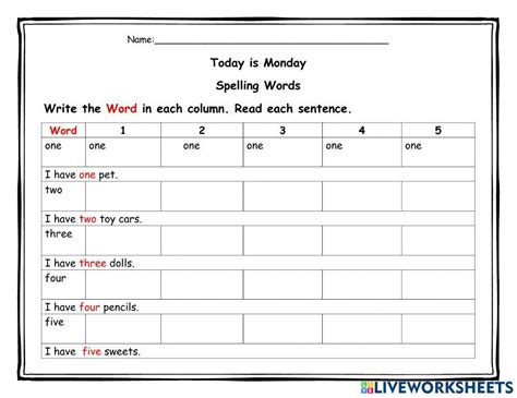 Spelling Numbers Worksheet Live Worksheets