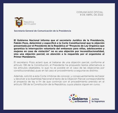 Comunicaci N Ecuador On Twitter Comunicado Oficial Se Determin Y