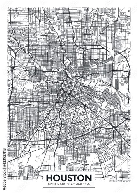 City map Houston, travel vector poster design Stock Vector | Adobe Stock