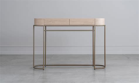 Консоль Трейн с двумя ящиками светлый/латунь купить в Москве