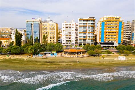 Aerial View Of Molos Promenade Park On The Coast Of Limassol City