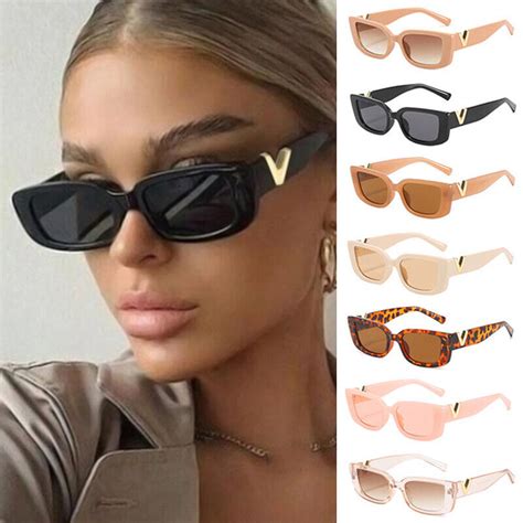 2023 Black Luxury Rectangle Women Sunglasses V Brand Designer Retro