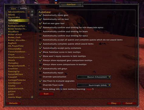 Autogear Character Advancement World Of Warcraft Addons