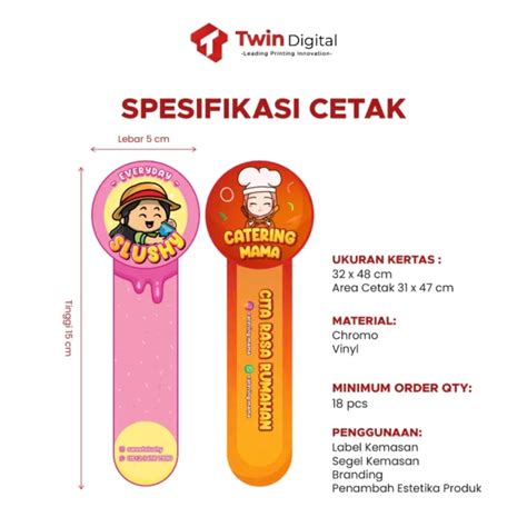 Custom Sticker Seal Segel Toples Packaging Ekslusif Twin Digital