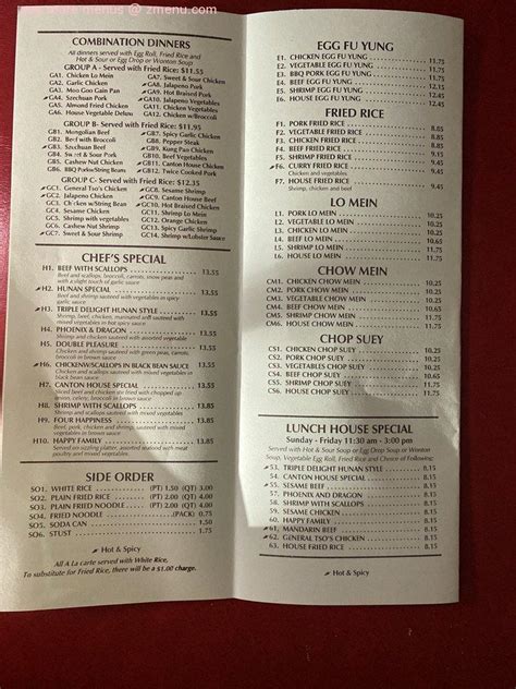 Menu At Canton House Chinese Restaurant Canton