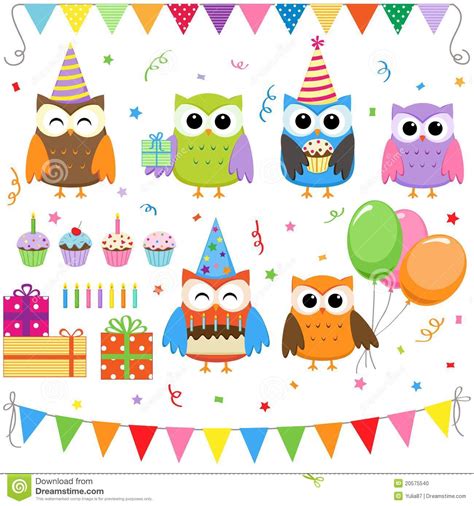 Birthday Party Owls Stock Vector Illustration Of Background 20575540