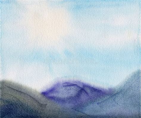 Mountain Landscape. Watercolor Illustration Stock Photo - Image of ...