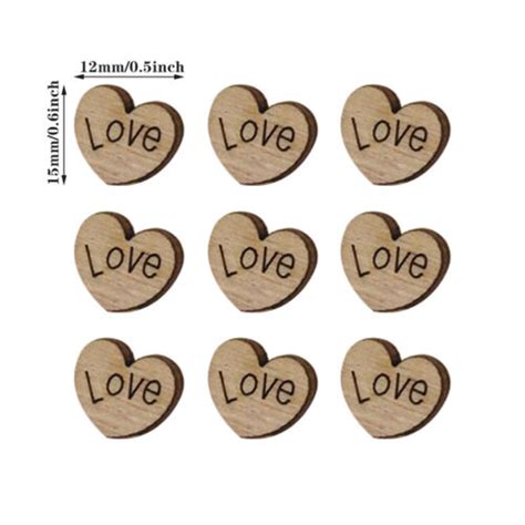 Pcs Diy Craft Valentine S Day Wooden Love Heart Mini Rustic Home