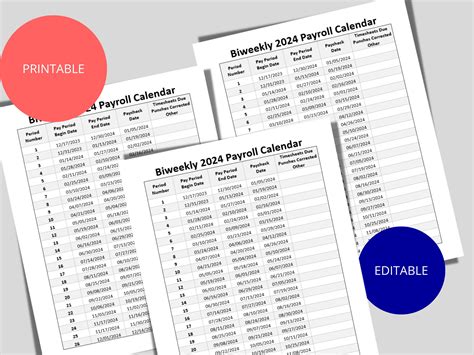 Biweekly Payroll Calendar 2024 Ms Editable Word Pay Period Start And End