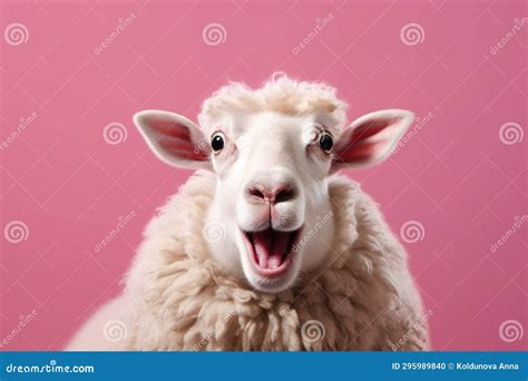 Studio Portrait Of Shocked Sheep With Surprised Eyes Stock Illustration