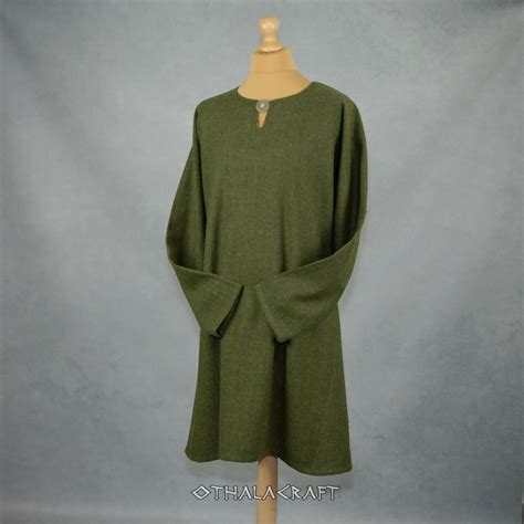 Woolen Viking Tunic In Herring Bone Pattern Green OthalaCraft