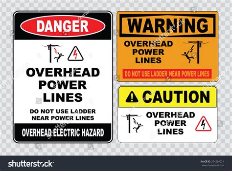 Danger Overhead Power Lines Electrical Safety Stock Vector (Royalty ...