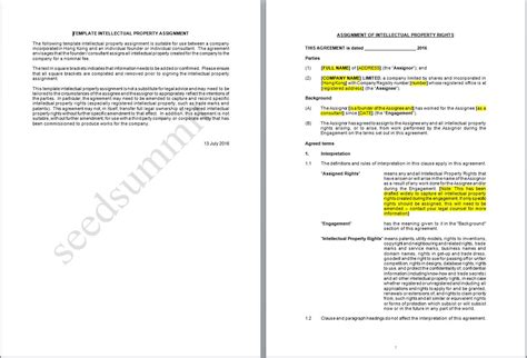 Intellectual Property Assignment Agreement Template Parahyena