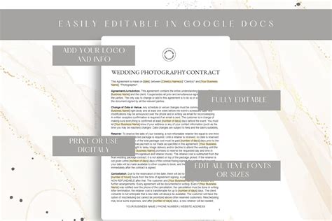 Editable Wedding Photographer Contract Template, Professional Service ...