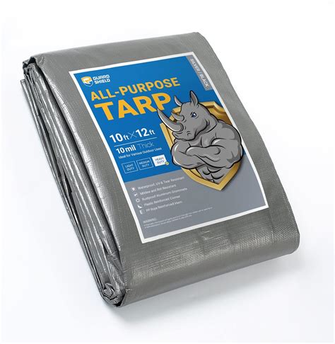 GUARD SHIELD Heavy Duty Tarp 10x12 Feet Silver Black Multi Purpose