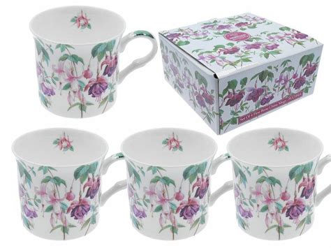 Heritage Bone China Fuchsia Mugs Set Of 4 Gift Boxed