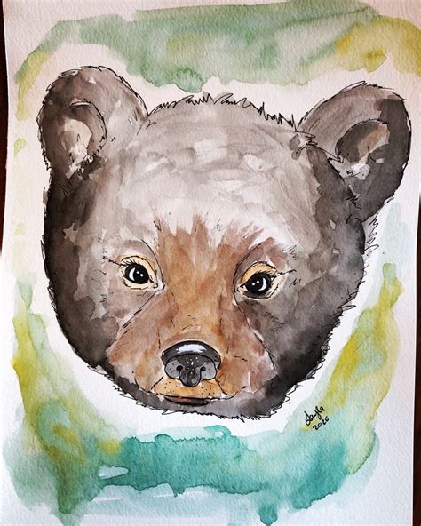 Aquarell Bär Aquarell Cub original Gemälde Porträt Etsy