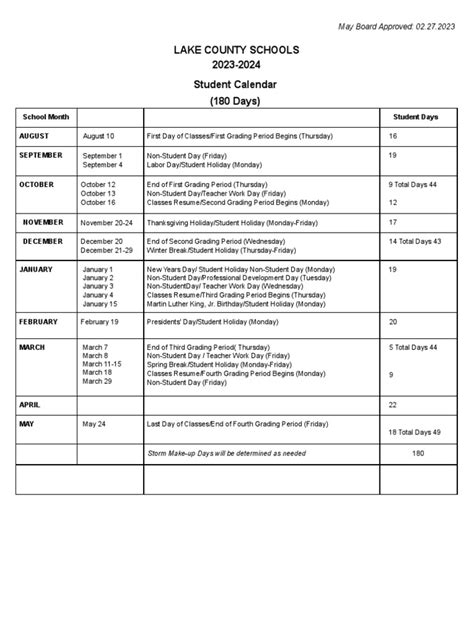 Lake County Schools Calendar | PDF | Public Holiday | Festival