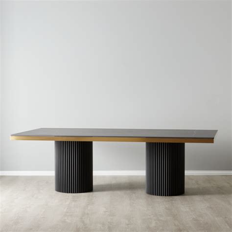 Archie Black Sintered Stone Dining Table - Matte Black Legs 240x118cm