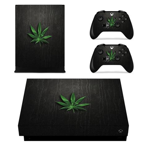 Green Leaf Weed Skin Sticker Decal For Microsoft Xbox One X Console and ...