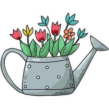 Watering Can With Flowers Clipart