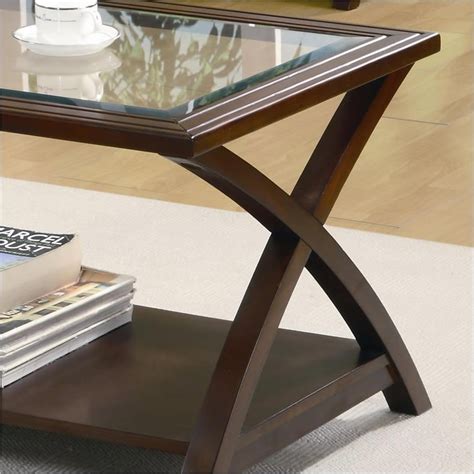 Coaster 3 Piece Glass Top Coffee Table Set In Cappuccino 701527