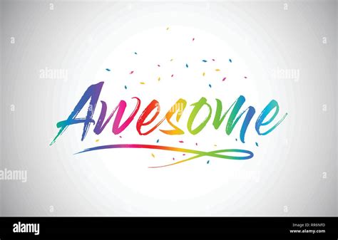 Awesome Creative Word Text With Handwritten Rainbow Vibrant Colors And