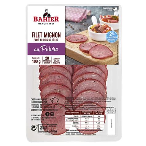 Filet mignon fumé tranche au poivre Bahier 100 g La Belle Vie