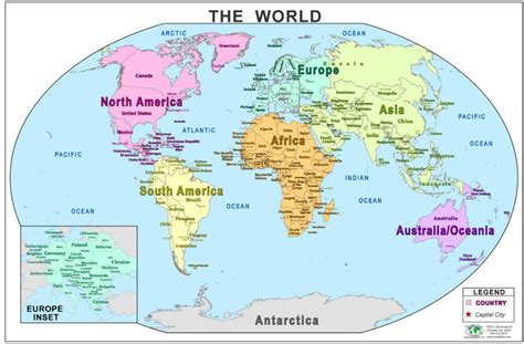 Basic Map Of The World - Tourist Map Of English