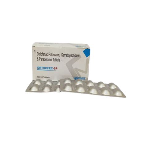 Orthofec Sp Diclofenac Potassium Serratiopeptidase Paracetamol Tablets Manufacturer And Supplier