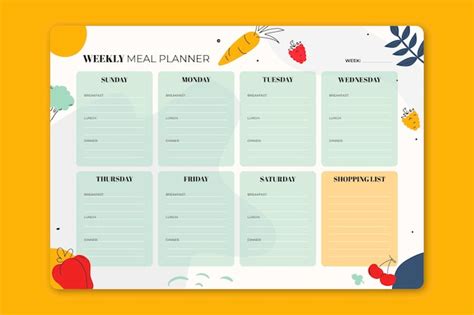 Platte Ontwerp Maaltijdplanner Gratis Vector