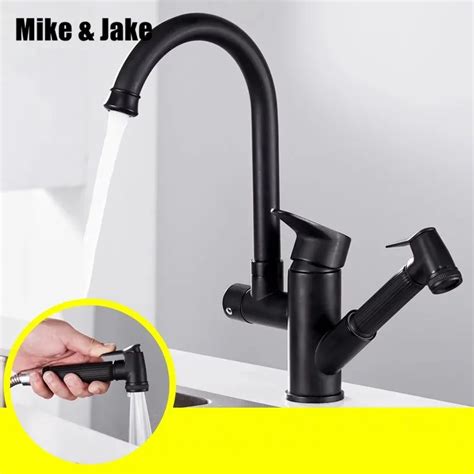 Black pull out kitchen faucet two function kitchen sink mixer black ...