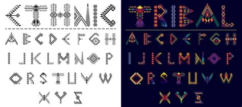 Tribal font ethnic alphabet | Premium Vector