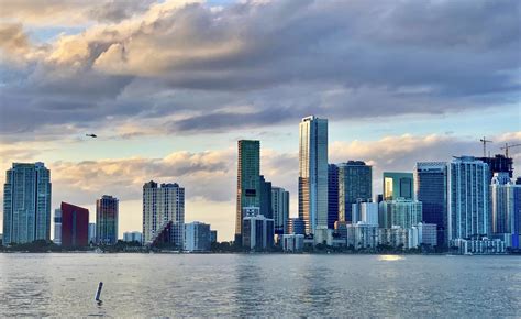 View of Miami skyline from Key Biscayne just before sunset : r/Miami