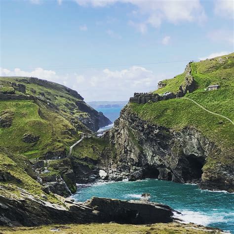 Tintagel Castle With Merlins Cave Cornwall England England