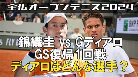 錦織圭 Vs ガブリエル・ディアロknishikori Vs Gdiallo：全仏オープン2024の1回戦で注目対決！！両者の選手紹介