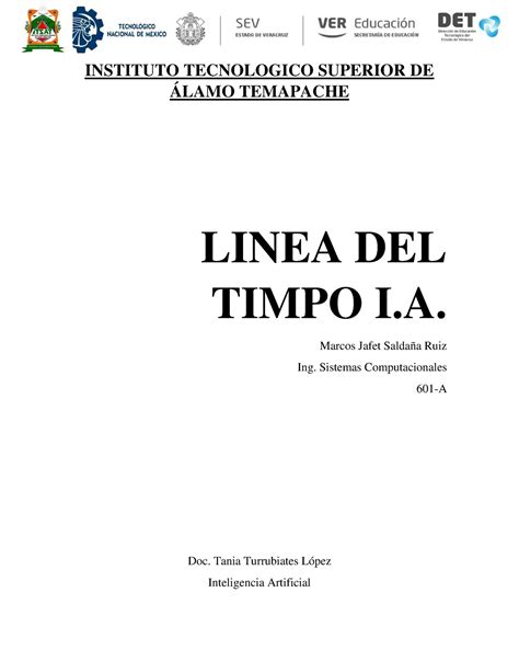 Linea Del Tiempo Inteligencia Artificial INSTITUTO TECNOLOGICO