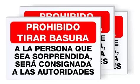 3 Piezas Señalamiento Letrero Prohibido Tirar Basura 30 X 20 Meses