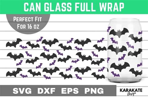 Halloween Bat 16 Oz Can Glass Wrap Svg Graphic By Karakate · Creative